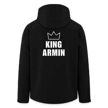 König Armin Krone Shirt – Name beginnt mit A - Recycelte Männer Softshell-Jacke von Stanley/Stella - Schwarz - Hinten - AI Model Male 185 light (185cm)