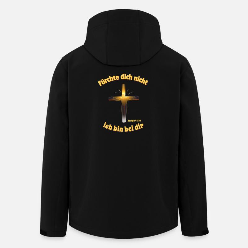 Shining Cross Message Jesus Saying Isaiah - Men’s Recycled Softshell Jacket by Stanley/Stella - black
