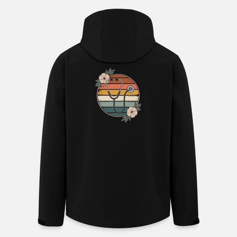 Infirmière stéthoscope fleurie - Veste softshell homme en polyester recyclé Stanley/Stella - noir