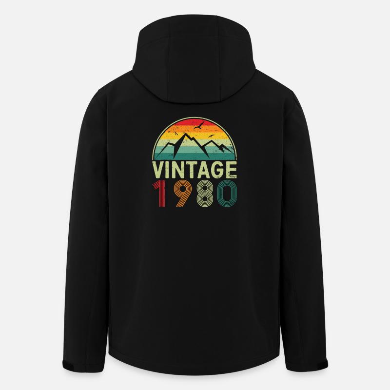 Retro Mountain Sunset Illustration - Men’s Recycled Softshell Jacket by Stanley/Stella - black