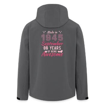Septembre 1945 Anniversaire 80 Ans Pour Femmes - Veste softshell homme en polyester recyclé Stanley/Stella - noir - Dos - AI Model Male 185 light (185cm)