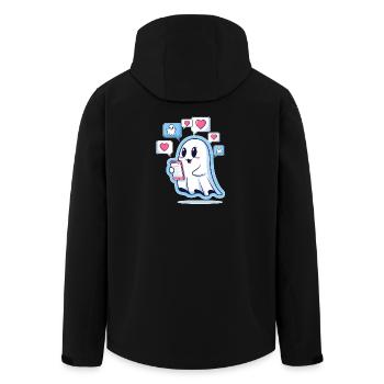 Cute ghost with smartphone - Men’s Recycled Softshell Jacket by Stanley/Stella - black - Back - AI Model Male 185 light (185cm)