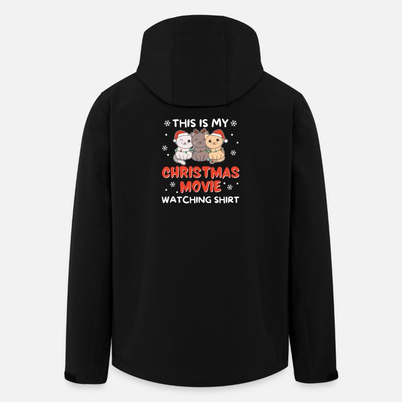 Katze Christmas Movie Watching - Recycelte Männer Softshell-Jacke von Stanley/Stella - Schwarz