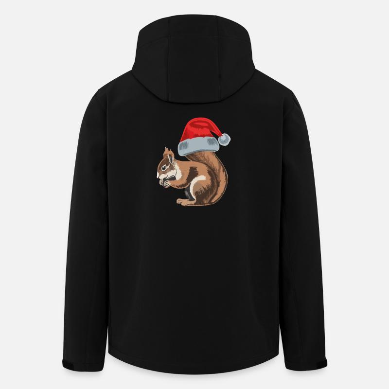 Cute squirrel with Santa hat - Men’s Recycled Softshell Jacket by Stanley/Stella - black