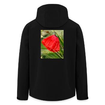 Poppy Drop Pattern Motif - Men’s Recycled Softshell Jacket by Stanley/Stella - black - Back - AI Model Male 185 light (185cm)