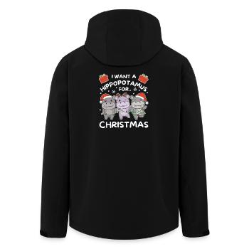 I want a hippo for Christmas cute hippos - Men’s Recycled Softshell Jacket by Stanley/Stella - black - Back - AI Model Male 185 light (185cm)