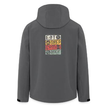 Energetisches Workout-Motiv mit ikonischen Symbolen - Recycelte Männer Softshell-Jacke von Stanley/Stella - Schwarz - Hinten - AI Model Male 185 light (185cm)