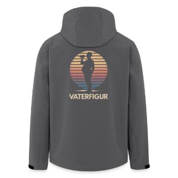 Papa avec ventre de bière Drôle Ironique Figure paternelle - Veste softshell homme en polyester recyclé Stanley/Stella - noir - Dos - AI Model Male 185 light (185cm)