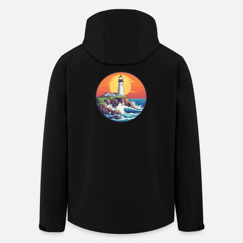 Leuchtturm bei Sonnenuntergang - Recycelte Männer Softshell-Jacke von Stanley/Stella - Schwarz