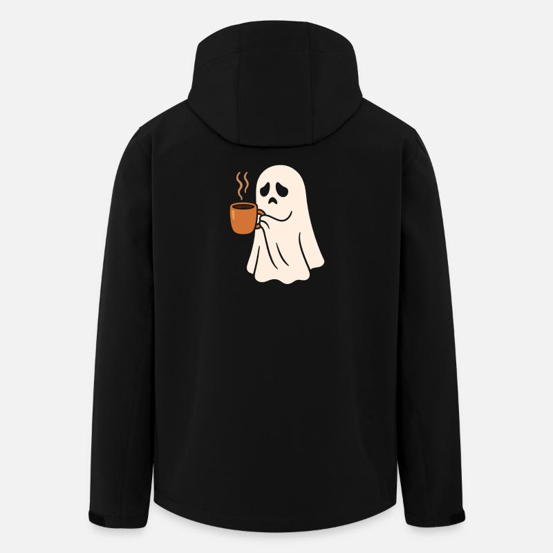 Schauriges Geist mit Kaffeetasse - Recycelte Männer Softshell-Jacke von Stanley/Stella - Schwarz