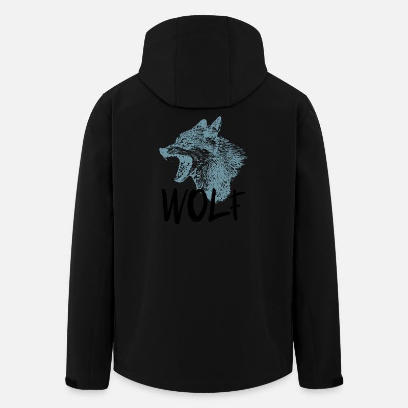 Wolf Head in Tapered Silhouette - Men’s Recycled Softshell Jacket by Stanley/Stella - black