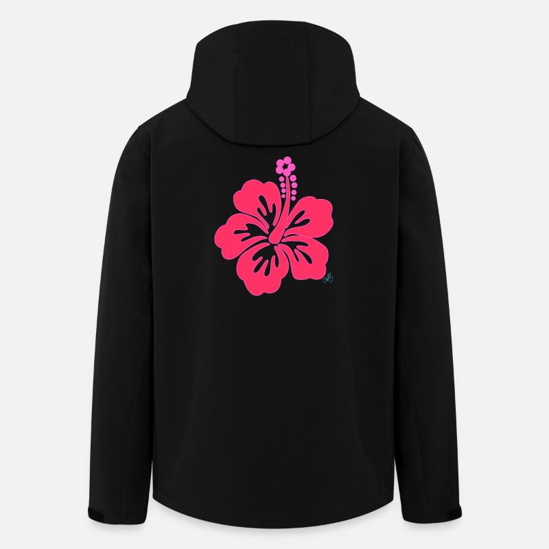 Fleur Hibiscus tropical Rose Éclatant - Veste softshell homme en polyester recyclé Stanley/Stella - noir