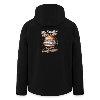  Die Situation Verlangt Nach Einem Fischbrötchen - Recycelte Männer Softshell-Jacke von Stanley/Stella - Schwarz - Hinten - AI Model Male 185 light (185cm)