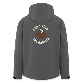 Barista Espresso Crew Kaffee Slinger Latte - Recycelte Männer Softshell-Jacke von Stanley/Stella - Schwarz - Hinten - AI Model Male 185 light (185cm)