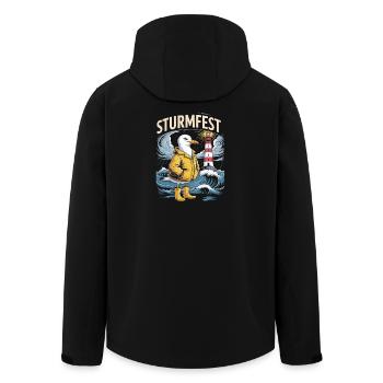  Sturmfest Möwe Am Leuchtturm Maritim Nordsee - Recycelte Männer Softshell-Jacke von Stanley/Stella - Schwarz - Hinten - AI Model Male 185 light (185cm)