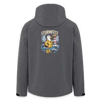 Sturmfest Möwe Am Leuchtturm Maritim Nordsee - Recycelte Männer Softshell-Jacke von Stanley/Stella - Anthrazit - Hinten - AI Model Male 185 light (185cm)