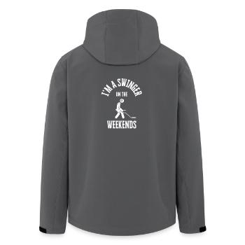 Swinging on Weekends Beanie - Men’s Recycled Softshell Jacket by Stanley/Stella - black - Back - AI Model Male 185 light (185cm)