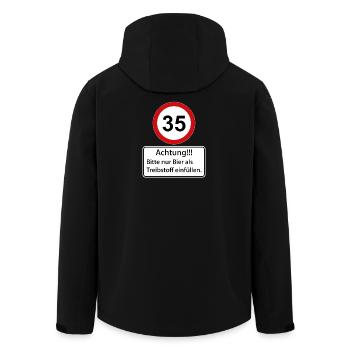 35 Caution only fill beer as fuel - Men’s Recycled Softshell Jacket by Stanley/Stella - black - Back - AI Model Male 185 light (185cm)