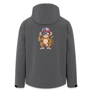 Funny Monkey USA Flag Independence Day 4th of July - Recycelte Männer Softshell-Jacke von Stanley/Stella - Schwarz - Hinten - AI Model Male 185 light (185cm)