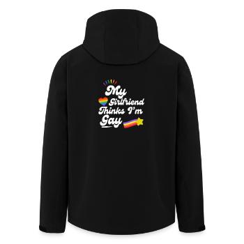 Regenbogen Pride Herz Andenken Design - Recycelte Männer Softshell-Jacke von Stanley/Stella - Schwarz - Hinten - AI Model Male 185 light (185cm)