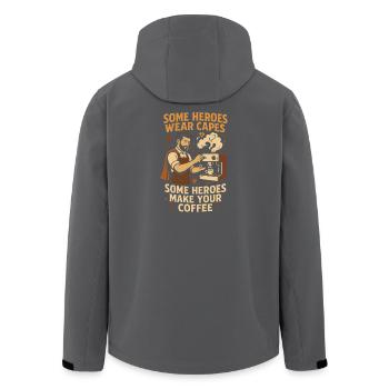 Some heroes wear capes Some heroes cook - Men’s Recycled Softshell Jacket by Stanley/Stella - black - Back - AI Model Male 185 light (185cm)