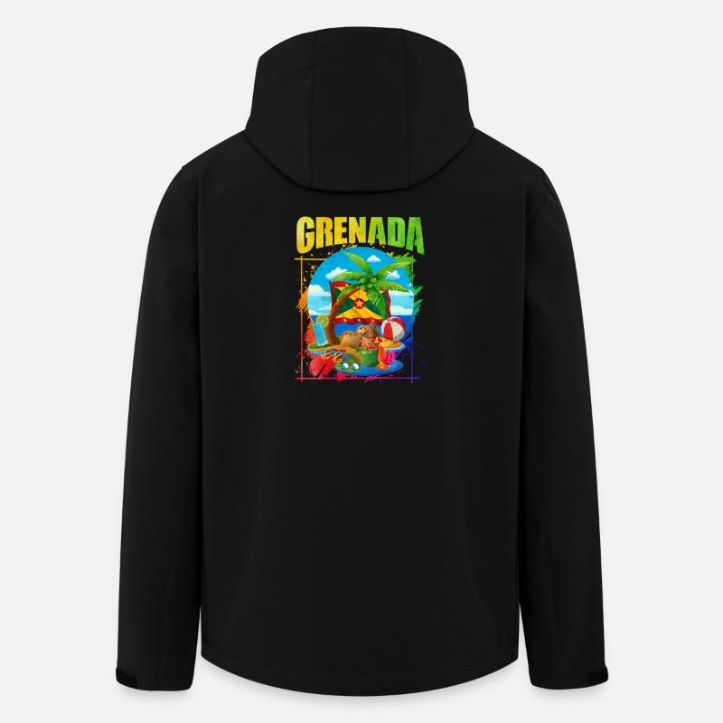 Tropical beach with Grenada motif - Men’s Recycled Softshell Jacket by Stanley/Stella - black