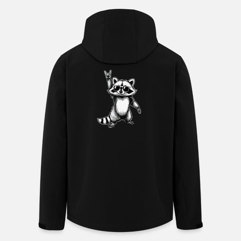Raccoon Rock n Roll - Veste softshell homme en polyester recyclé Stanley/Stella - noir
