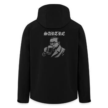 Vintage Sartre trinken Bier Illustration - Recycelte Männer Softshell-Jacke von Stanley/Stella - Schwarz - Hinten - AI Model Male 185 light (185cm)