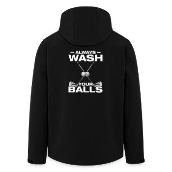 Always wash your balls Golfer Golf Golfing - Men’s Recycled Softshell Jacket by Stanley/Stella - black - Back - AI Model Male 185 light (185cm)