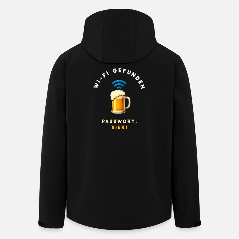 WiFi bière design drôle - Veste softshell homme en polyester recyclé Stanley/Stella - noir