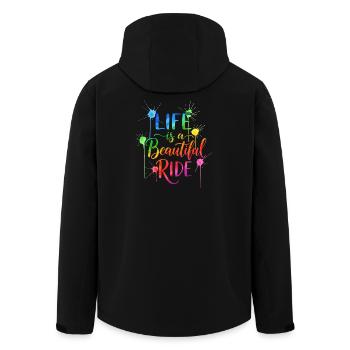 Life is a Beautiful Ride Watercolour Design - Men’s Recycled Softshell Jacket by Stanley/Stella - black - Back - AI Model Male 185 light (185cm)