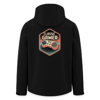 Badge de manette rétro Classic Gamer - Veste softshell homme en polyester recyclé Stanley/Stella - noir - Dos - AI Model Male 185 light (185cm)