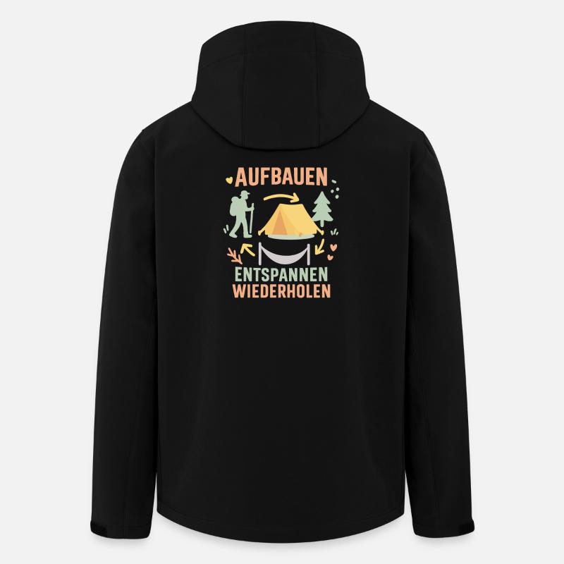 Camping Adventure Build Relax Repeat - Men’s Recycled Softshell Jacket by Stanley/Stella - black