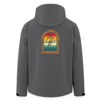 Soccer Goals – Retro Style für Fußballfans - Recycelte Männer Softshell-Jacke von Stanley/Stella - Schwarz - Hinten - AI Model Male 185 light (185cm)
