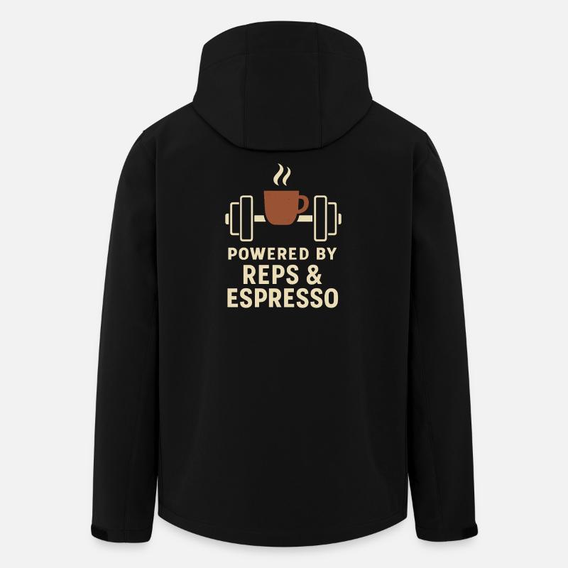 Powered by Reps & Espresso - Men’s Recycled Softshell Jacket by Stanley/Stella - black
