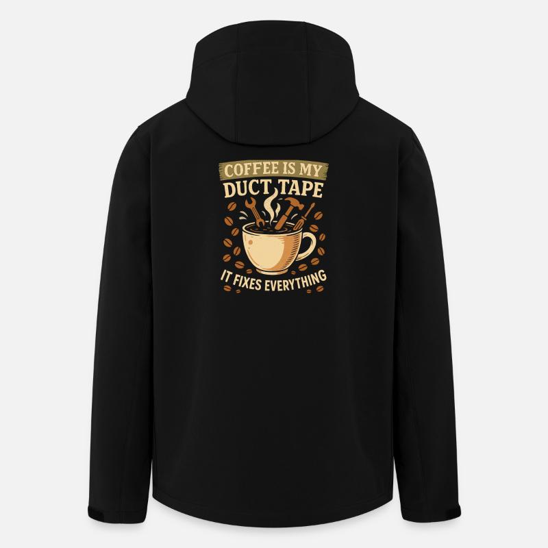 Kaffee ist mein Klebeband, das alles repariert - Recycelte Männer Softshell-Jacke von Stanley/Stella - Schwarz