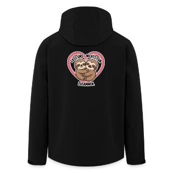 Lass Uns Nichtstun Zusammen Faultiere - Recycelte Männer Softshell-Jacke von Stanley/Stella - Schwarz - Hinten - AI Model Male 185 light (185cm)