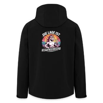 The location is drunken, unicorn party motif - Men’s Recycled Softshell Jacket by Stanley/Stella - black - Back - AI Model Male 185 light (185cm)