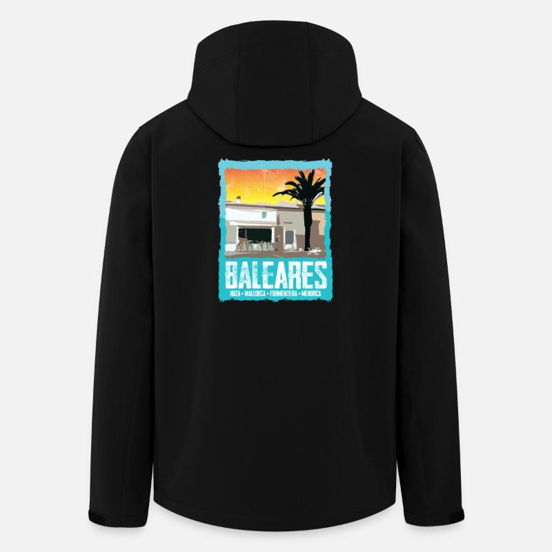 Îles Baléares Coucher de soleil Silhouette - Veste softshell homme en polyester recyclé Stanley/Stella - noir