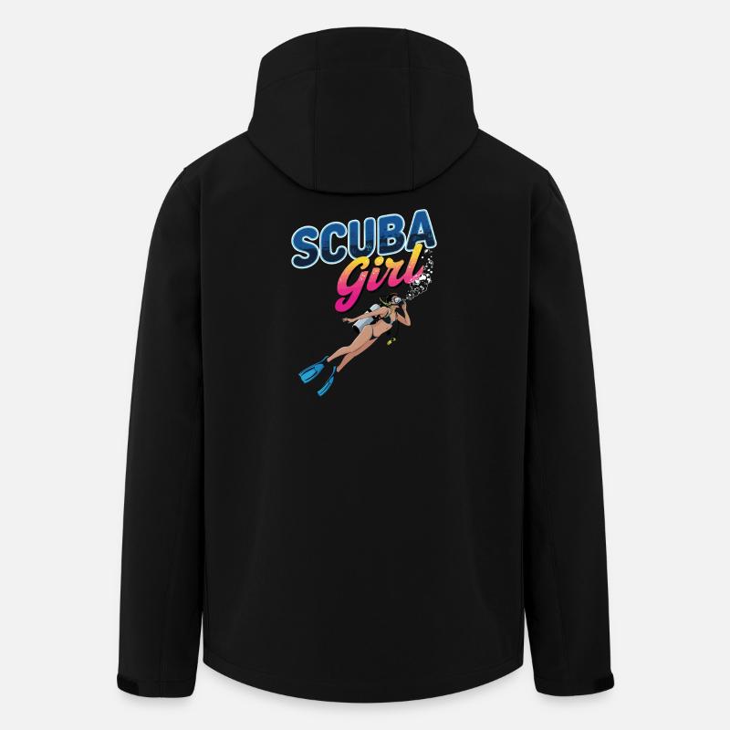 Scuba Girl Diving Design - Men’s Recycled Softshell Jacket by Stanley/Stella - black