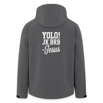 Religious Faith and Friendship Slogan Tee - Men’s Recycled Softshell Jacket by Stanley/Stella - black - Back - AI Model Male 185 light (185cm)