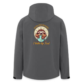 Funny Sloth My Day Starts Backwards Coffee Lover - Men’s Recycled Softshell Jacket by Stanley/Stella - black - Back - AI Model Male 185 light (185cm)