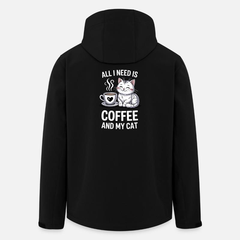 Coffee And Cat Quote Design - Men’s Recycled Softshell Jacket by Stanley/Stella - black
