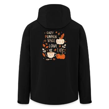 Autumnal Pumpkin Cozy Print Pumpkin Design - Men’s Recycled Softshell Jacket by Stanley/Stella - black - Back - AI Model Male 185 light (185cm)