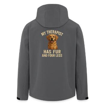 Mein Therapeut hat Fell - Golden Retriever - Recycelte Männer Softshell-Jacke von Stanley/Stella - Schwarz - Hinten - AI Model Male 185 light (185cm)