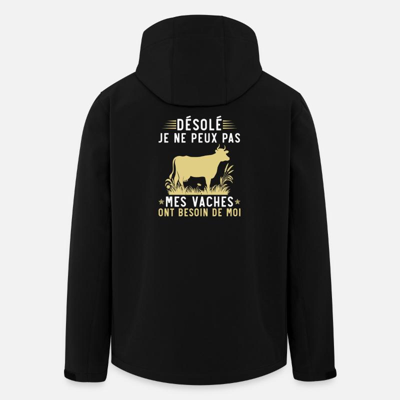 Mes vaches ont besoin de moi - Veste softshell homme en polyester recyclé Stanley/Stella - noir