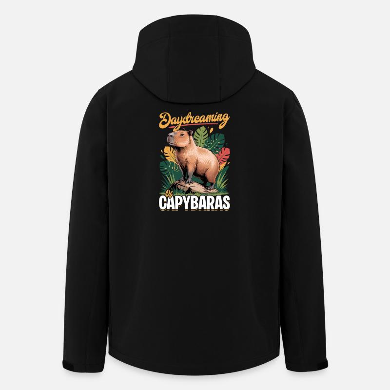 Esthétique amusante Kawaii Capybara - Veste softshell homme en polyester recyclé Stanley/Stella - noir
