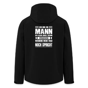 Funny Sayings Fun Outfits Irony Sarcasm - Men’s Recycled Softshell Jacket by Stanley/Stella - black - Back - AI Model Male 185 light (185cm)