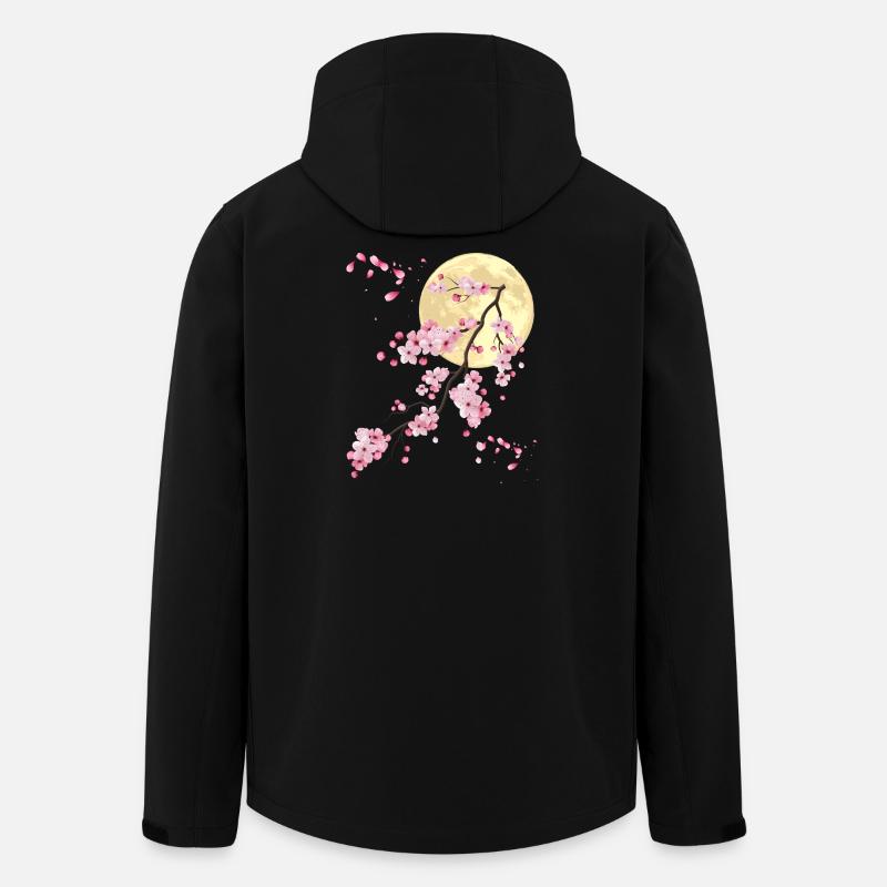 Vollmond mit Kirschblüte - Recycelte Männer Softshell-Jacke von Stanley/Stella - Schwarz