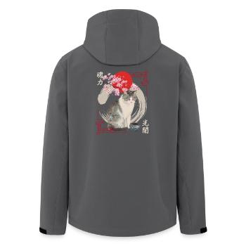 Chat japonais en fleurs de cerisier - Veste softshell homme en polyester recyclé Stanley/Stella - noir - Dos - AI Model Male 185 light (185cm)